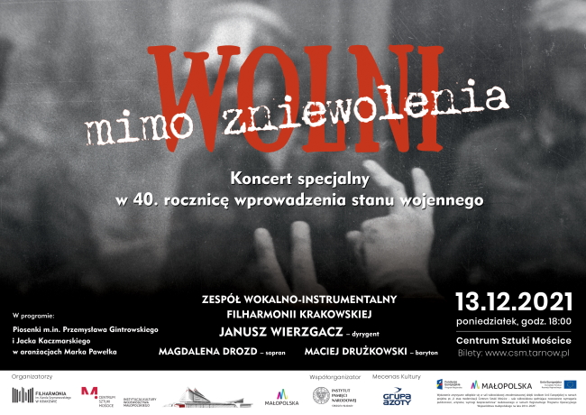  plakat zapraszający na koncert wolni mimo zniewolenia