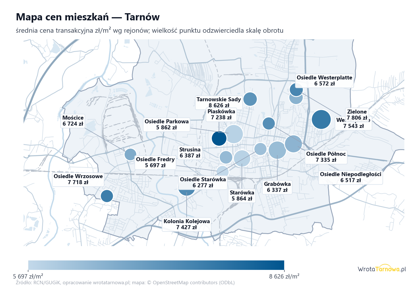 Mapa cen mieszkań - Tarnów