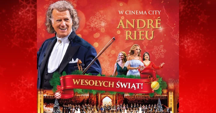 Grafika promocyjna wydarzenia André Rieu „Wesołych Świąt!” — retransmisja koncertu w Tarnowie