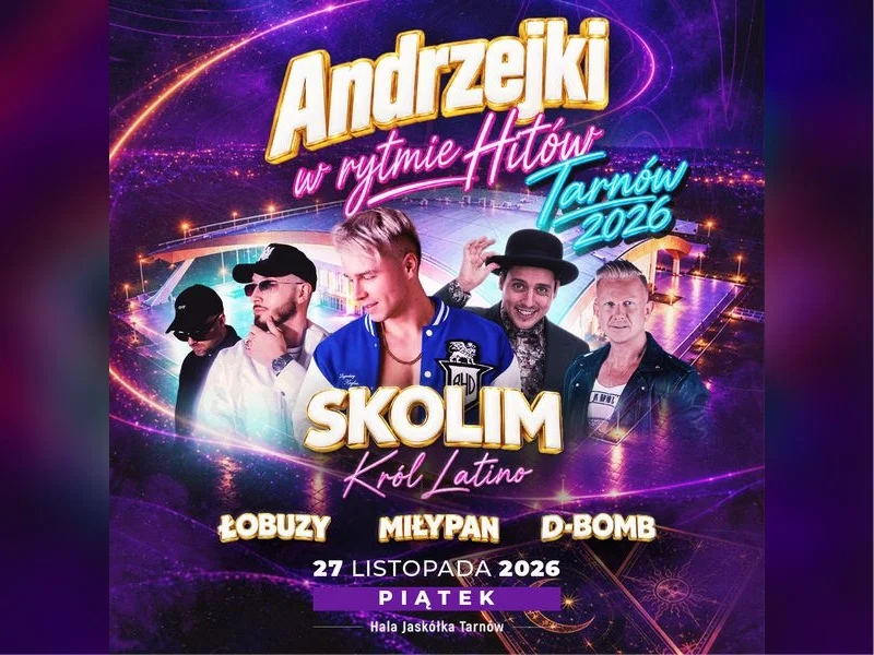 Grafika promocyjna wydarzenia Andrzejki w Rytmie Hitów w Tarnowie