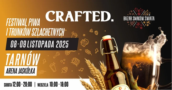 Grafika promocyjna wydarzenia CRAFTED – Festiwal Piwa i Trunków Szlachetnych w Tarnowie