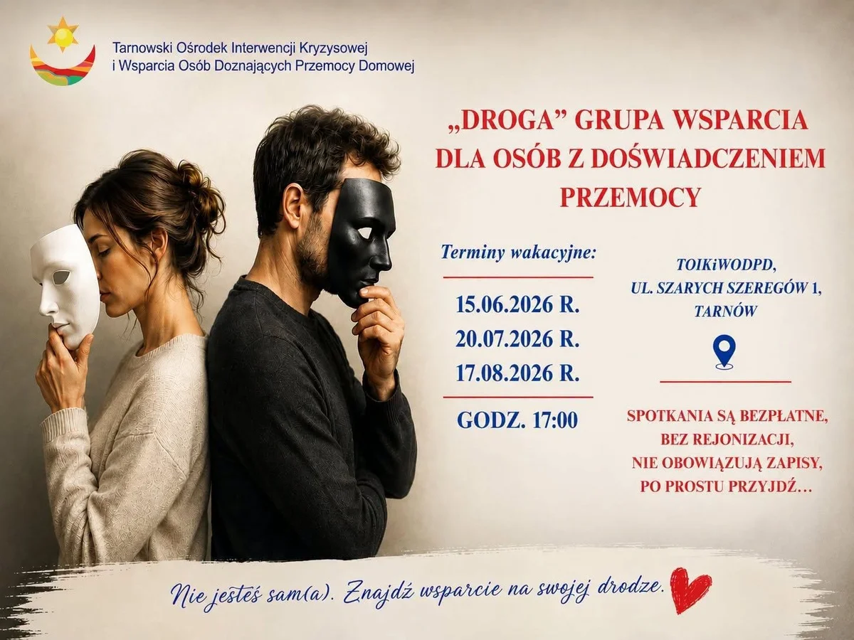 Grafika promocyjna wydarzenia „Droga” – grupa wsparcia dla osób z doświadczeniem przemocy