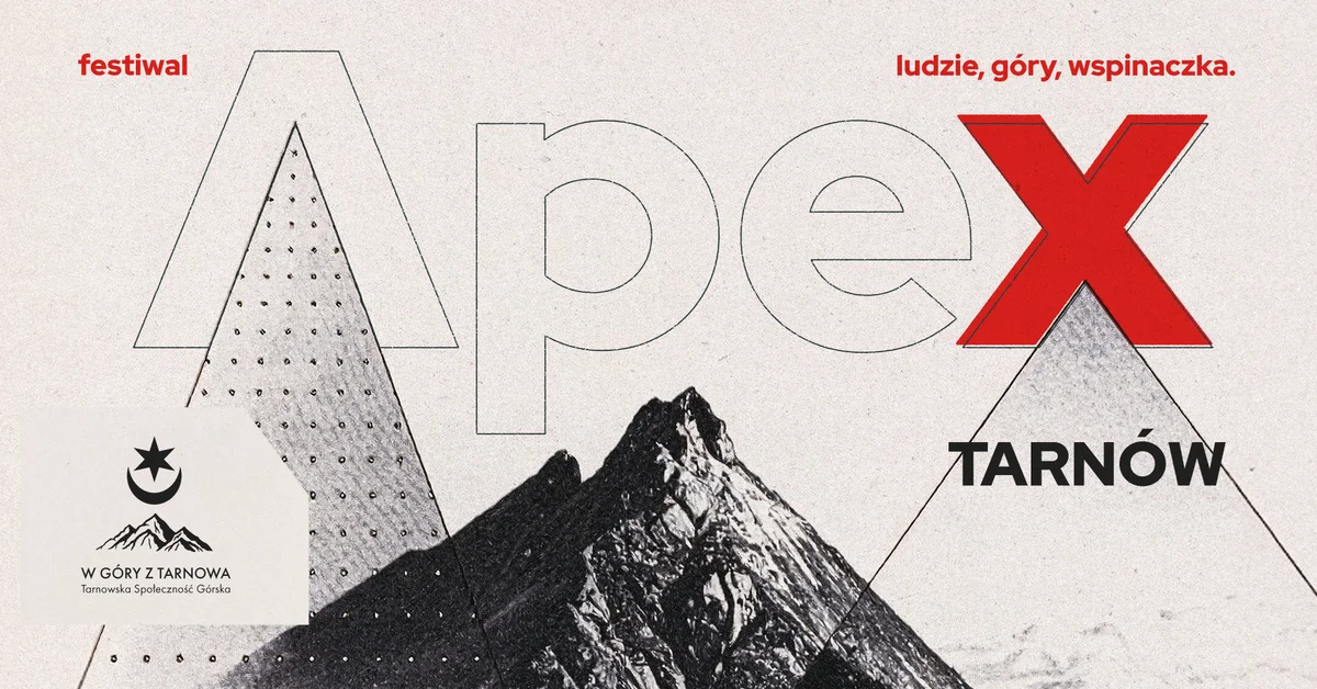 Grafika promocyjna wydarzenia Festiwal Apex 2026 – ludzie, góry, wspinaczka