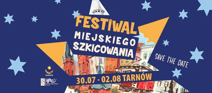 Grafika promocyjna wydarzenia Festiwal Miejskiego Szkicowania Tarnów — szkicuj w renesansowym sercu miasta