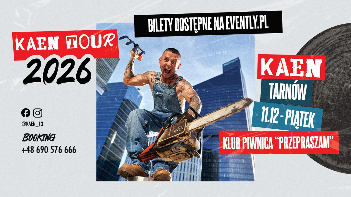 Grafika promocyjna wydarzenia KAEN w Tarnowie – koncert
