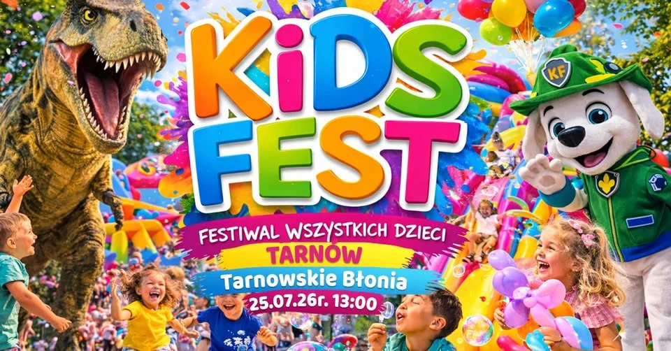 Grafika promocyjna wydarzenia Kids Fest – Festiwal Wszystkich Dzieci – rodzinne atrakcje