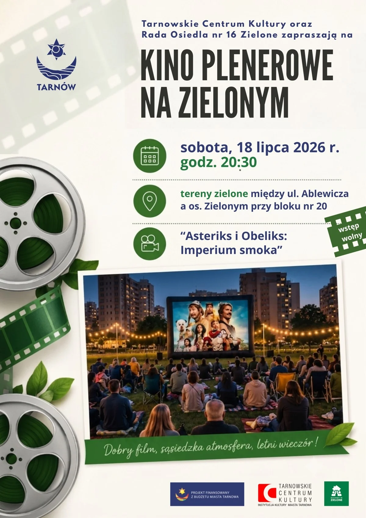 Grafika promocyjna wydarzenia Rodzinny seans filmowy pod chmurką w Tarnowie