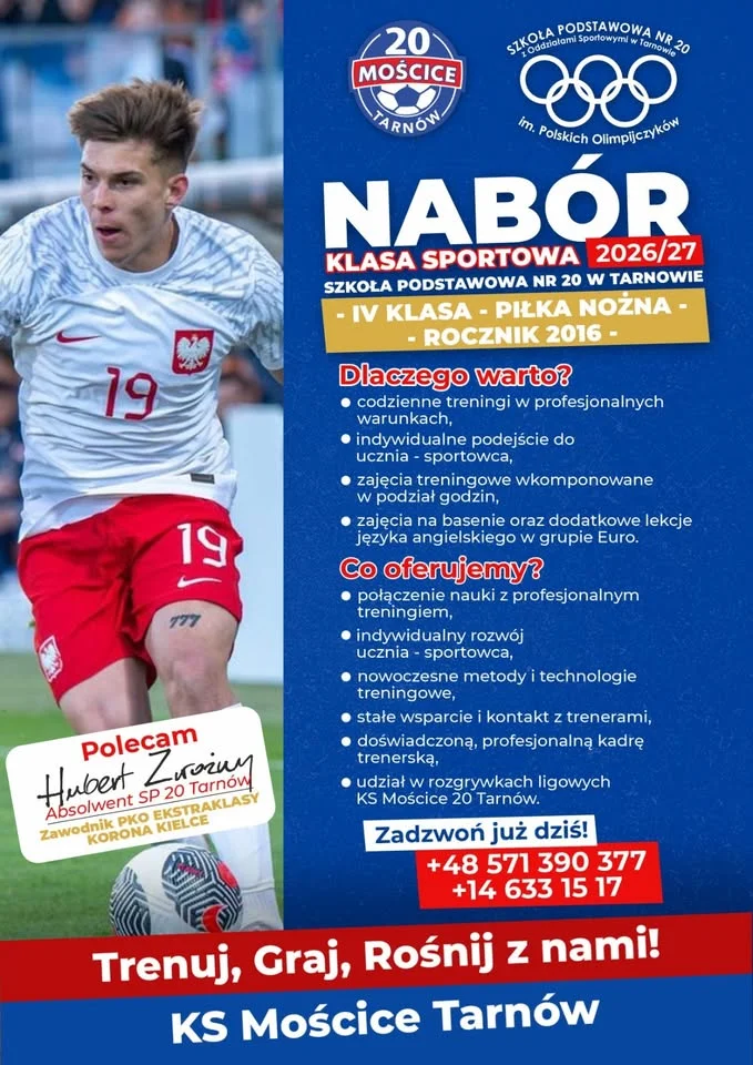 Grafika promocyjna wydarzenia KLASA PIŁKARSKA – nabór do szkoły