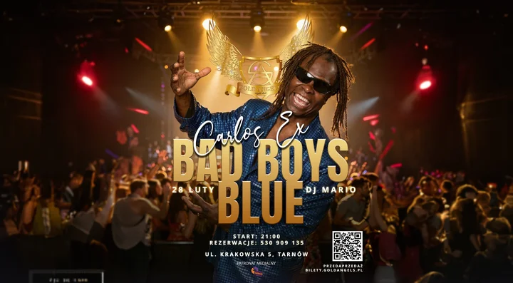 Grafika promocyjna wydarzenia Carlos Ex (Bad Boys Blue) — koncert w Gold Angels, Tarnów, 28 lutego 2026
