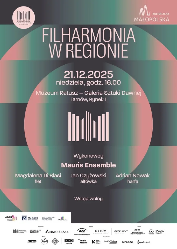 Grafika promocyjna wydarzenia Koncert Mauris Ensemble — „Filharmonia w regionie” w tarnowskim ratuszu