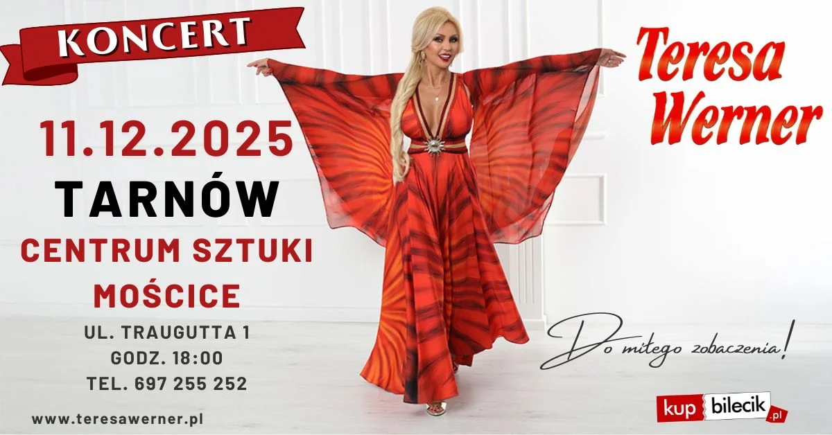 Grafika promocyjna wydarzenia Koncert Teresy Werner w Tarnowie w Centrum Sztuki Mościce