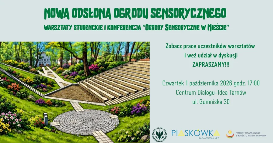 Grafika promocyjna wydarzenia Konferencja „Ogrody sensoryczne w mieście”