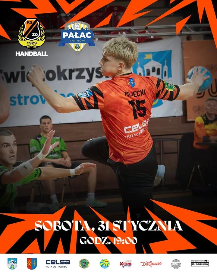 Grafika promocyjna wydarzenia KSZO HANDBALL vs. Handball Pałac Tarnów — 1. liga grupa D
