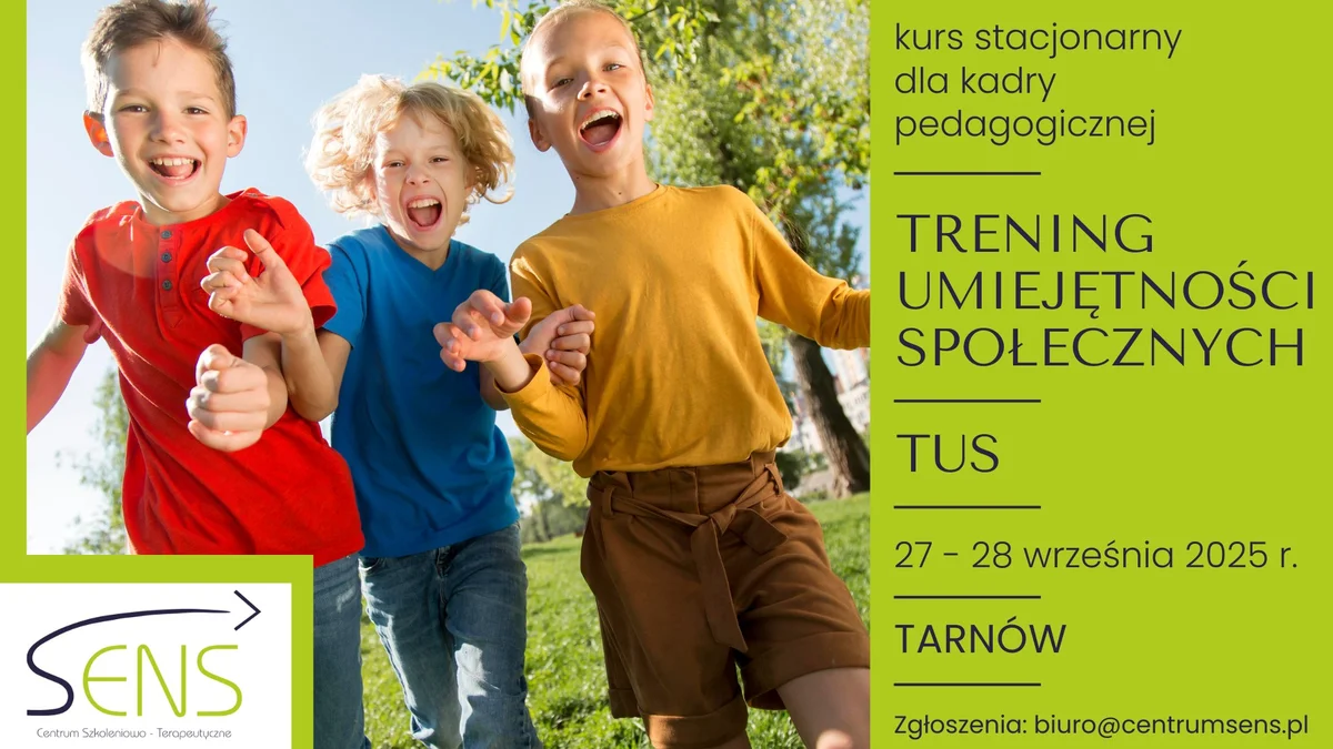 Grafika promocyjna wydarzenia Kurs Treningu Umiejętności Społecznych w Tarnowie – wrzesień 2025