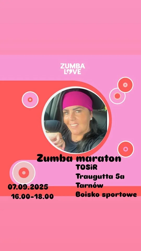 Obrazek przedstawia grafikę promocyjną wydarzenia Letni maraton tańca z elementami zumby na świeżym powietrzu