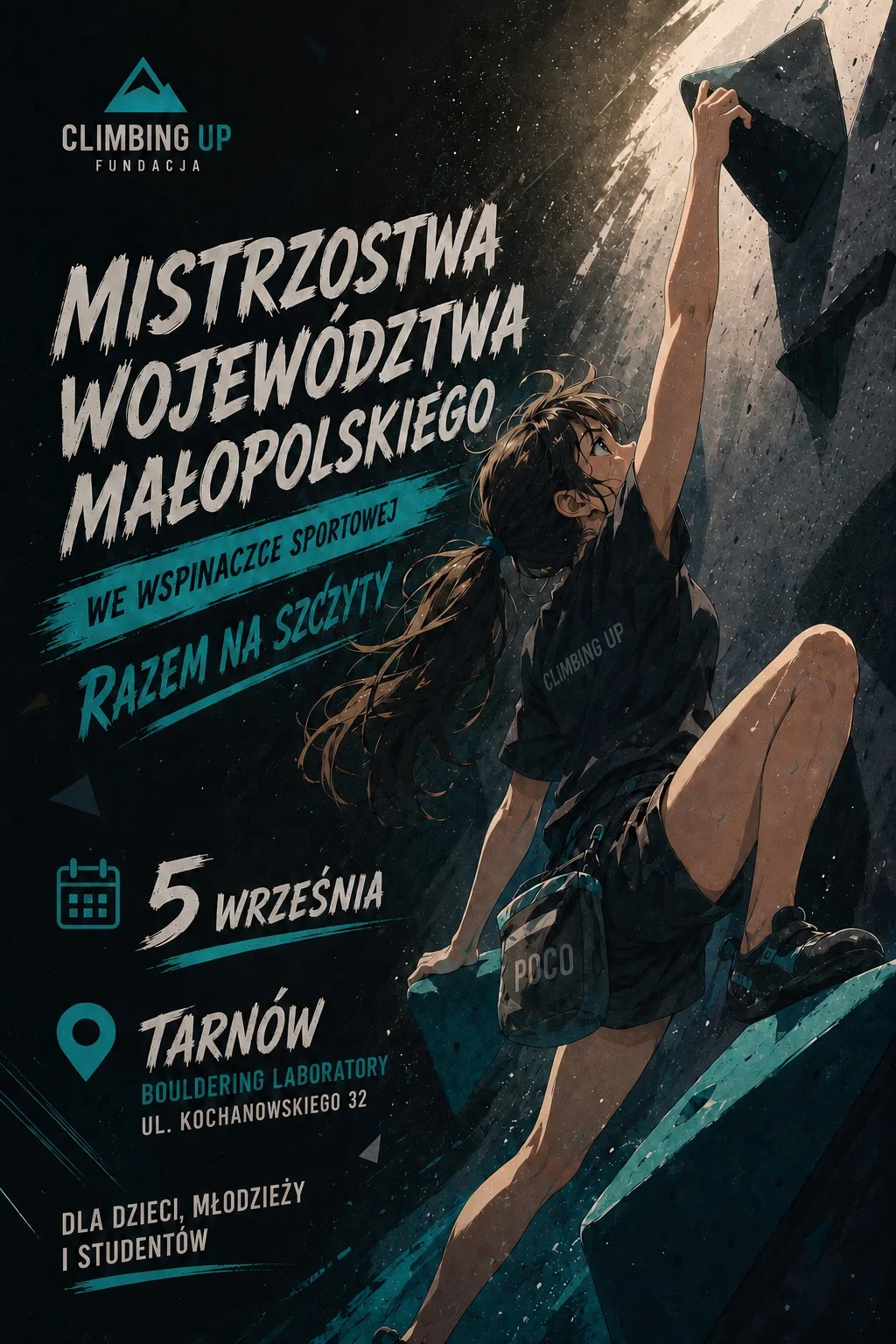 Grafika promocyjna wydarzenia Mistrzostwa Województwa Małopolskiego Tarnów 2026 – wspinaczka