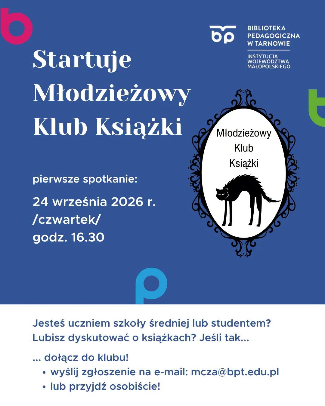 Grafika promocyjna wydarzenia Młodzieżowy Klub Książki