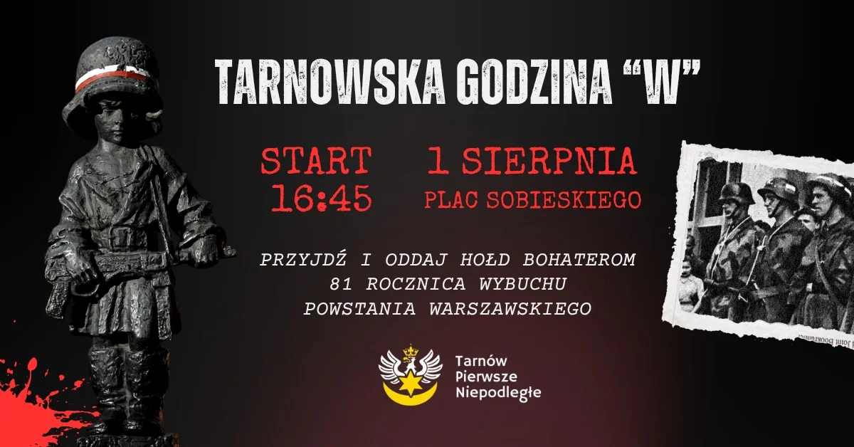 Grafika promocyjna wydarzenia Obchody upamiętniające Powstanie Warszawskie w Tarnowie