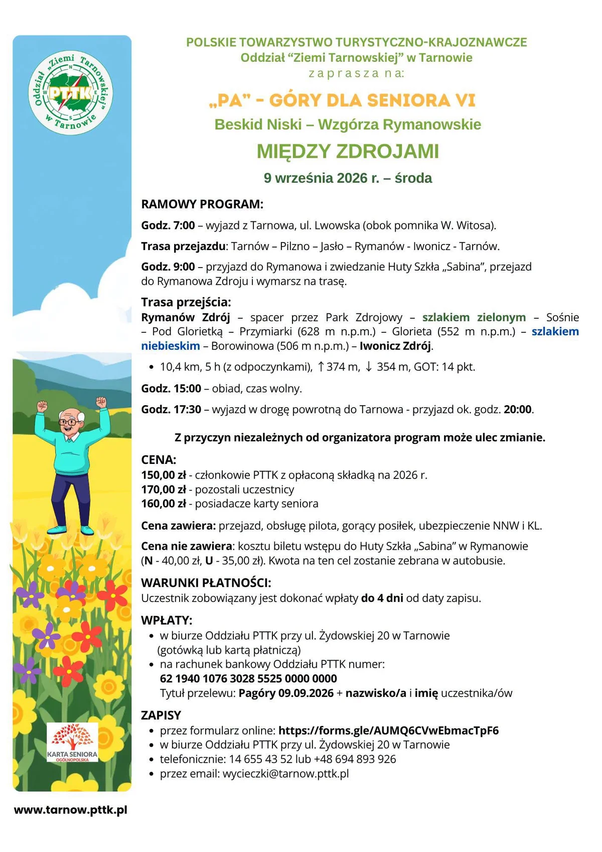 Grafika promocyjna wydarzenia PA – Góry dla Seniora VI: Między zdrojami