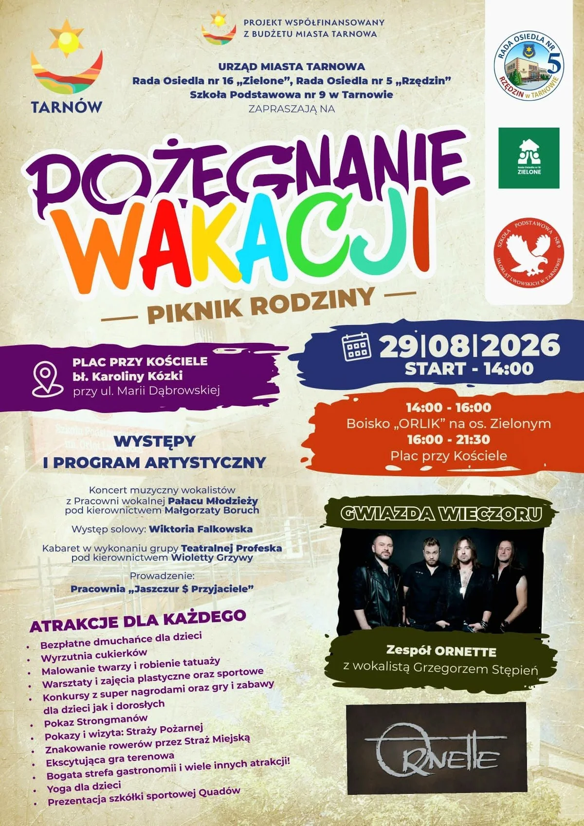 Grafika promocyjna wydarzenia Piknik rodzinny rad osiedli „Zielone” i „Rzędzin”
