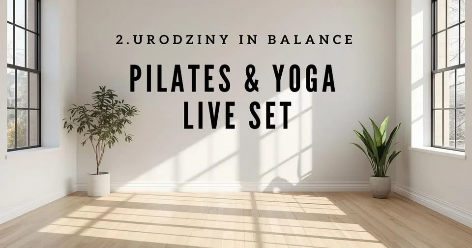 Grafika promocyjna wydarzenia PILATES & YOGA LIVE SET – urodzinowy poranek