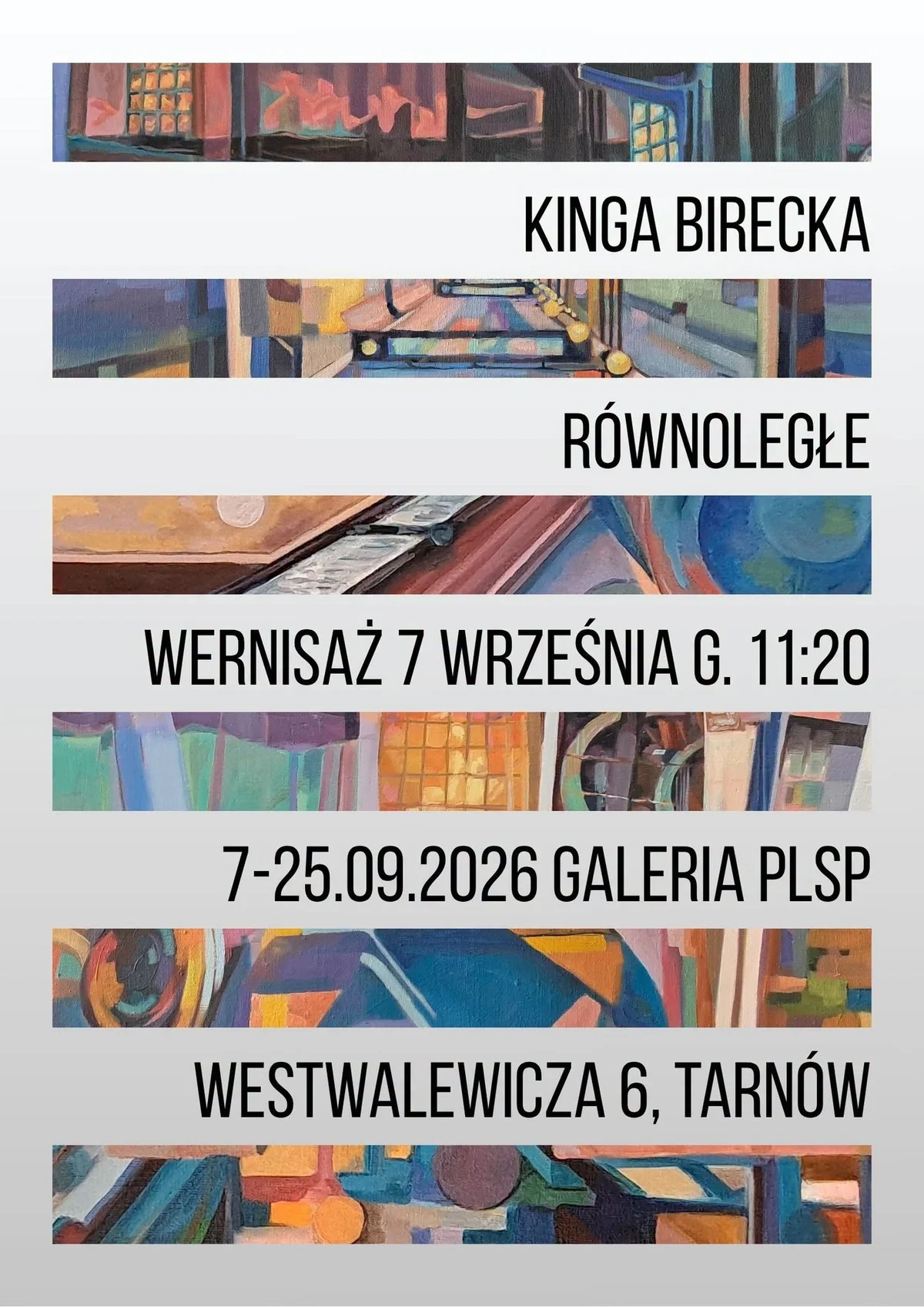 Grafika promocyjna wydarzenia „Równoległe” – wystawa Kingi Bireckiej