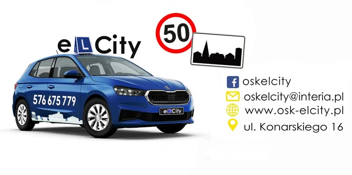 Obrazek przedstawia grafikę promocyjną wydarzenia Nowe kursy prawa jazdy kategorii A i B w eLCity