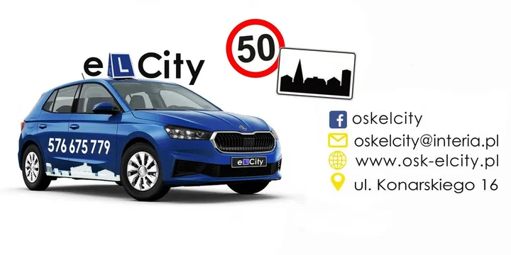 Obrazek przedstawia grafikę promocyjną wydarzenia Nowe kursy prawa jazdy kategorii A i B w szkole eLCity