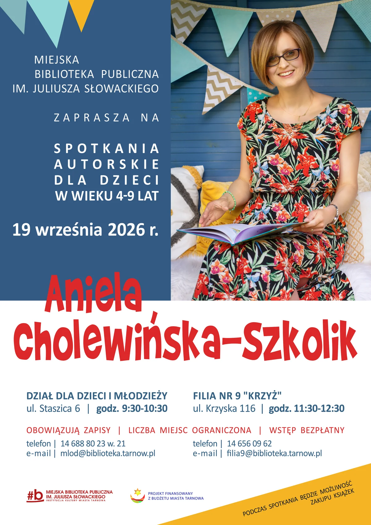 Grafika promocyjna wydarzenia Spotkania autorskie z Anielą Cholewińską-Szkolik