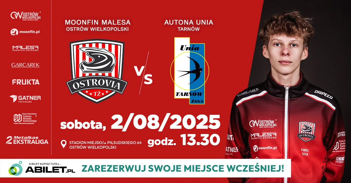 Grafika promocyjna wydarzenia Spotkanie Metalkas2Ekstraligi: MOONFIN MALESA Ostrów kontra AUTONA UNIA Tarnów