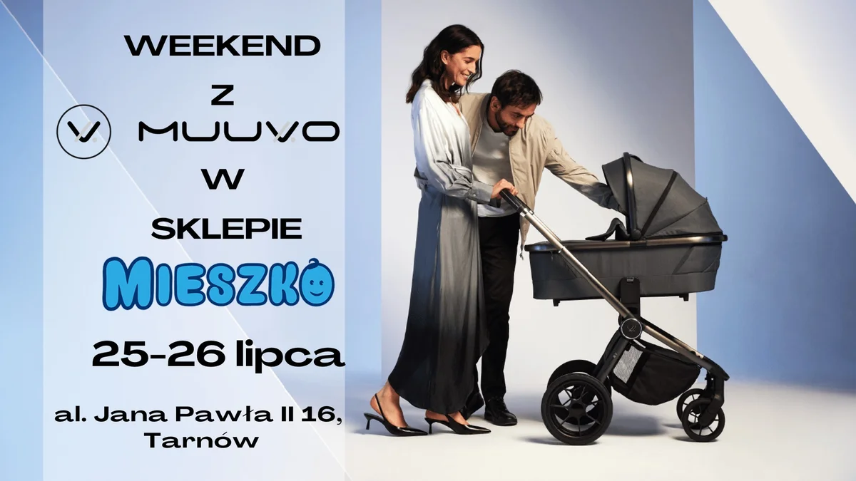Grafika promocyjna wydarzenia Spotkanie z ekspertem marki MUUVO w sklepie Mieszko Tarnów