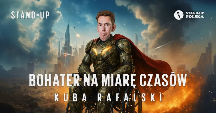 Grafika promocyjna wydarzenia Stand-up: Kuba Rafalski - Bohater na miarę czasów w Tarnowie