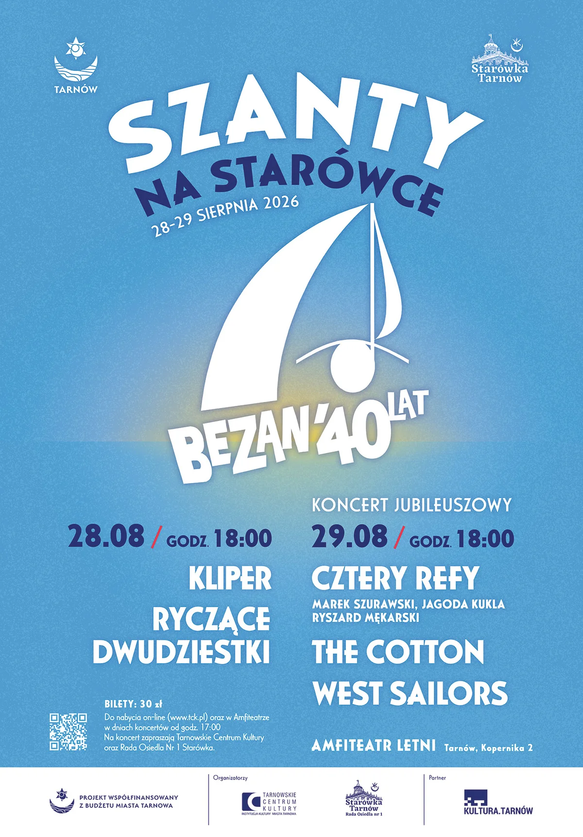 Grafika promocyjna wydarzenia Szanty na Starówce - 40 Lat Bezanu