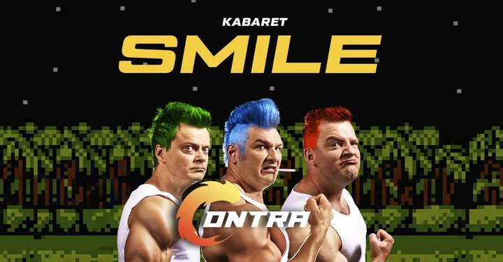 Grafika promocyjna wydarzenia Kabaret Smile „CONTRA” w Tarnowie