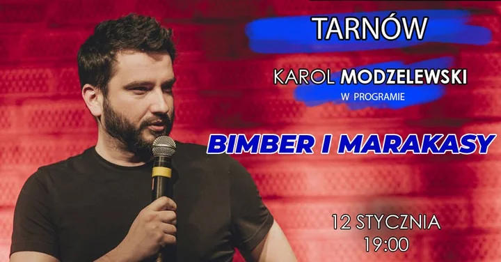 Grafika promocyjna wydarzenia Karol Modzelewski — „Bimber i marakasy” w Piwnicy „Przepraszam” (Tarnów)