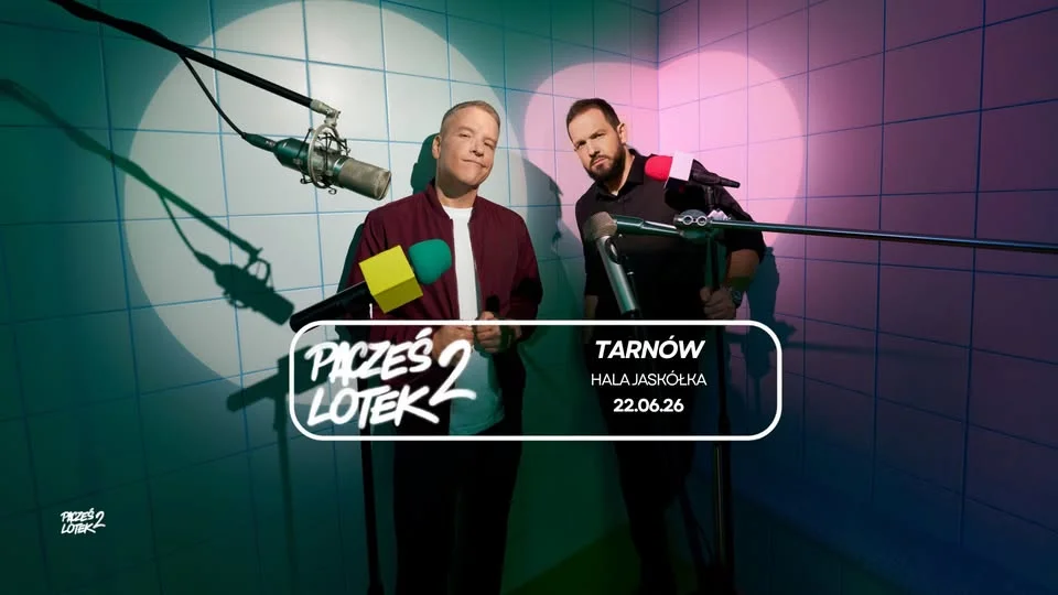 Grafika promocyjna wydarzenia Pacześ x Lotek Tour 2 w Tarnowie – nowy program Rafała Paczesia i Łukasza Lotka Lodkowskiego