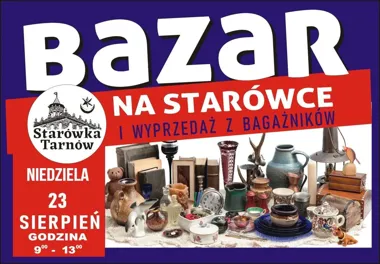 Grafika promocyjna wydarzenia Bazar na starówce i wyprzedaż z bagażników