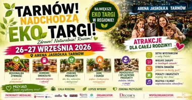 Grafika promocyjna wydarzenia Eko-Targi w Arenie Tarnów Jaskółka – zdrowie i natura