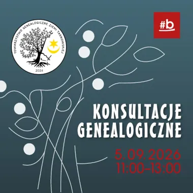 Grafika promocyjna wydarzenia Konsultacje genealogiczne