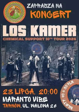 Grafika promocyjna wydarzenia Los Kamer w Tarnowie – koncert