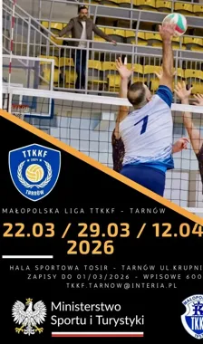 Grafika promocyjna wydarzenia Małopolska Liga TTKF — turniej sportowy w Tarnowie