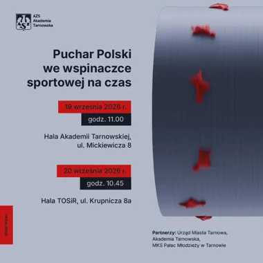 Grafika promocyjna wydarzenia Puchar Polski we wspinaczce sportowej na czas
