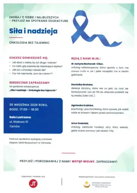 Grafika promocyjna wydarzenia Siła i nadzieja – Onkologia bez tajemnic