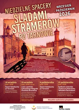 Grafika promocyjna wydarzenia Śladami Stramerów po Tarnowie – spacer tematyczny