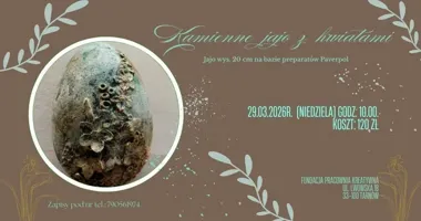 Grafika promocyjna wydarzenia Warsztaty „Kamienne jajo z kwiatami” — warsztaty wielkanocne dla dorosłych w Tarnowie