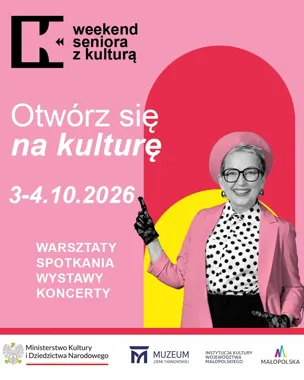 Grafika promocyjna wydarzenia Weekend Seniora z Kulturą w Muzeum Ziemi Tarnowskiej