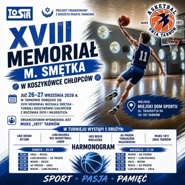 Grafika promocyjna wydarzenia XVIII Memoriał Michała Smętka – turniej juniorów