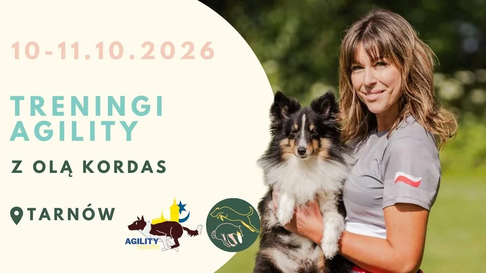 Grafika promocyjna wydarzenia Treningi Agility z Olą Kordas w Tarnowie