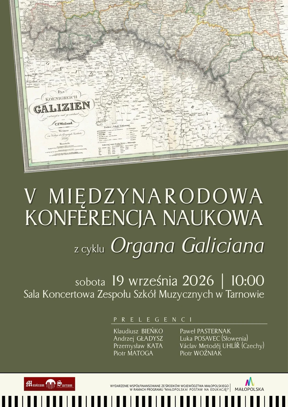 Grafika promocyjna wydarzenia V Międzynarodowa Konferencja Naukowa z cyklu „Organa Galiciana”