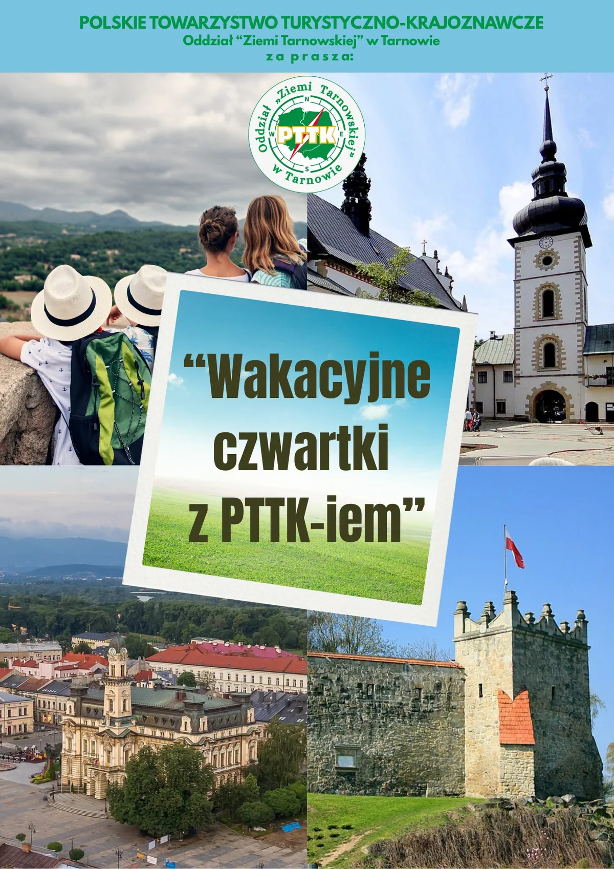 Grafika promocyjna wydarzenia Wakacyjne Czwartki z PTTK – Perły Pogórza